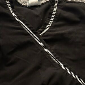 Black V-Neck Scrub Top with White Trim